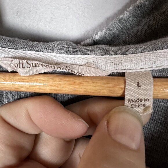 Soft Surroundings My Weekend Hoodie Light Gray Long Sleeve Cotton Women's Size L - Picture 5 of 8